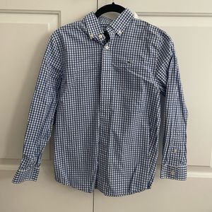 Vineyard Vines Boys S (8-10) Button down. Blue and white gingham EUC. Worn 2 X.